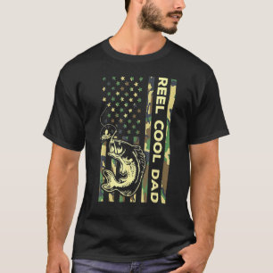 Mens Reel Cool Dad Fisherman Father Patriotic Fish T-Shirt