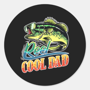 Mens Reel Cool Dad Fisherman Funny Fishing Classic Round Sticker
