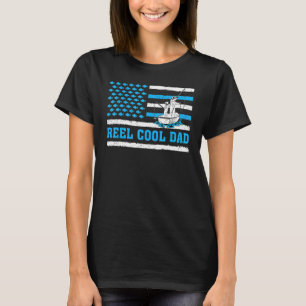 Mens Reel Cool Dad Usa Flag Fishing Dad Father's D T-Shirt