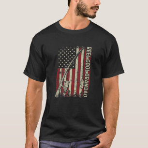 Mens Reel Cool Grandad American Flag Fishing Rod U T-Shirt