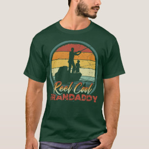 Mens Reel Cool GrandaddyRetro Fishing Family 874 T-Shirt