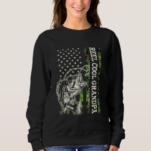Mens Reel Cool Grandpa Camouflage American Flag Bi Sweatshirt
