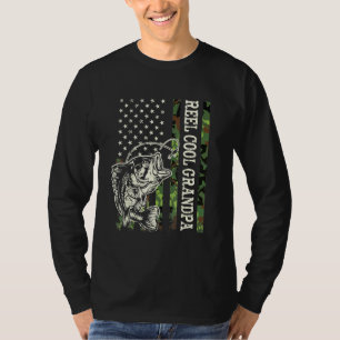 Mens Reel Cool Grandpa Camouflage American Flag Bi T-Shirt