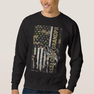 Mens Reel Cool Grandpa Fishing Fisherman Flag Fat Sweatshirt