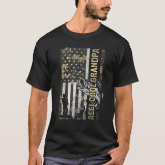 Mens Reel Cool Grandpa  Fishing Fisherman Flag Fat T-Shirt