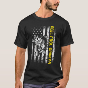 Mens Reel Cool Grumpa Fishing Fish Vintage T-Shirt