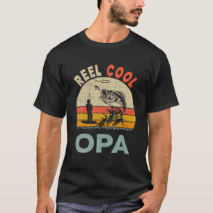 Mens Reel Cool Opa Fisherman Daddy Father Day Vint T-Shirt