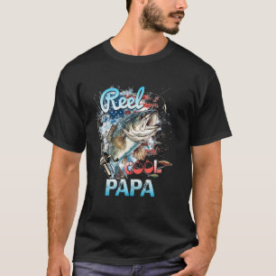 Mens Reel Cool Papa American Flag Funny Uncle Fish T-Shirt