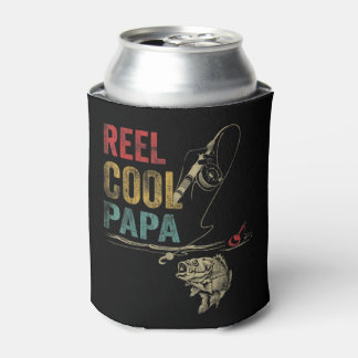 Mens Reel Cool Papa Fish Fishing Shirt Father's Da Can Cooler