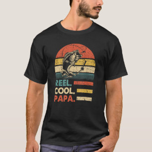 Mens Reel Cool Papa Fishing  Funny Fish Vintage T-Shirt
