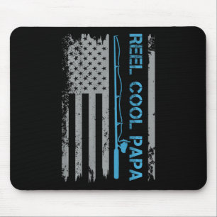 Mens Reel Cool Papa Fishing Us Flag Patriotic 4th Mouse Pad