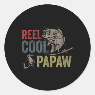 Mens Reel Cool Papaw Fishing Father's Day Gift Classic Round Sticker