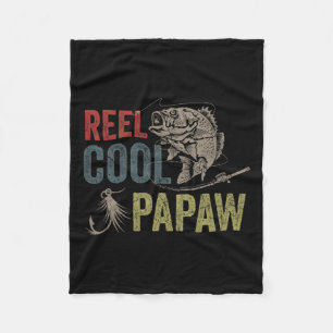 Mens Reel Cool Papaw Fishing Father's Day Gift  Fleece Blanket