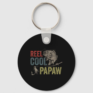 Mens Reel Cool Papaw Fishing Father's Day Gift Key Ring