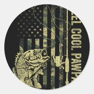 Mens Reel Cool Pawpaw Camouflage American Flag Fat Classic Round Sticker