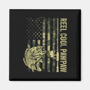 Mens Reel Cool Pawpaw Camouflage American Flag Fat Magnet