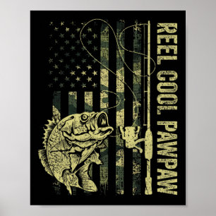 Mens Reel Cool Pawpaw Camouflage American Flag Fat Poster