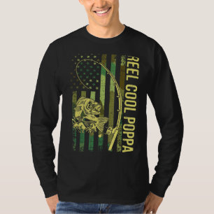 Mens Reel Cool Poppa American Flag Fisherman Reel T-Shirt