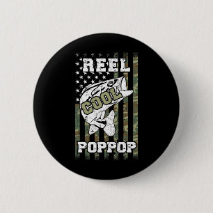 Mens Reel Cool Poppop Fisherman Camouflage America 6 Cm Round Badge