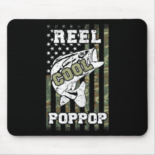 Mens Reel Cool Poppop Fisherman Camouflage America Mouse Pad