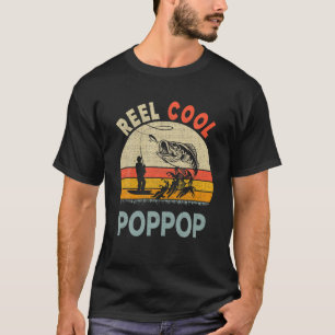 Mens Reel Cool Poppop Fisherman Daddy Father Day V T-Shirt