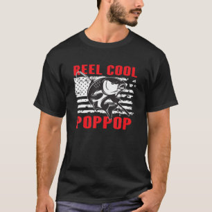 Mens Reel Cool Poppop Fishing Father Grandther Vin T-Shirt