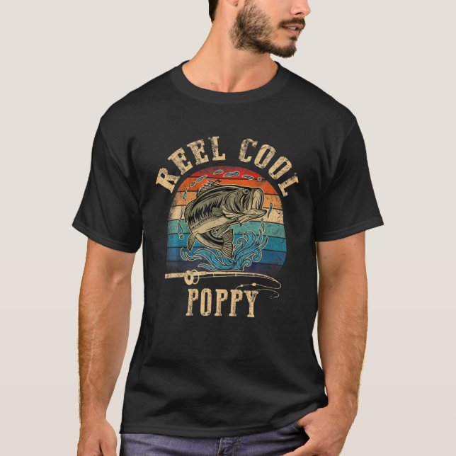 Mens Reel Cool Poppy Fisherman Father's Day Fishin T-Shirt (Front)
