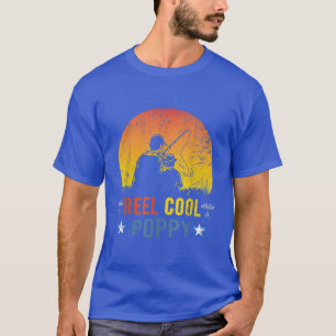 Mens Reel Cool Poppy Funny Retro Fishing Fathers D T-Shirt