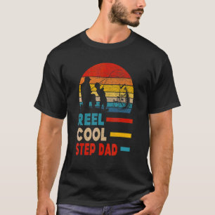 Mens Reel Cool Step Dad Fisherman Daddy Father Day T-Shirt
