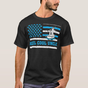 Mens Reel Cool Uncle Usa Flag Fishing Uncle Father T-Shirt
