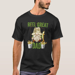 Mens Reel Great Dad For Grandpa Mens Gnome  Fishin T-Shirt
