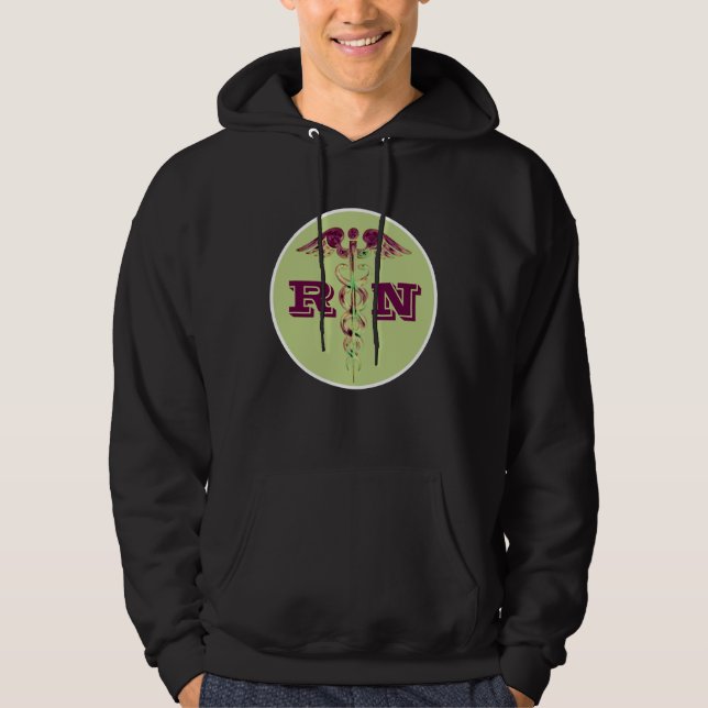 Mens Registered Nurse RN Medical Caduceus Symbol Hoodie (Front)