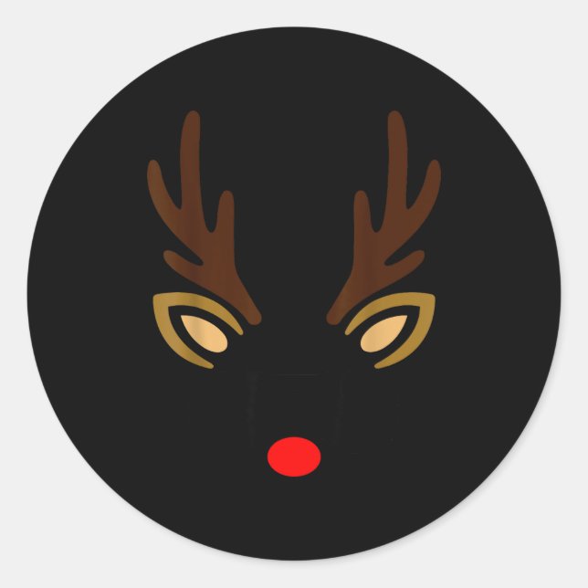 Mens Reindeer Face Gles Christmas Costume Pajama B Classic Round Sticker (Front)
