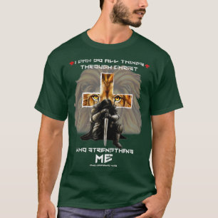 Mens Religious Gifts For Men Dad Lion Cross Day T-Shirt