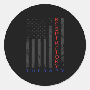 Mens respiratory therapy - patriotic american flag classic round sticker