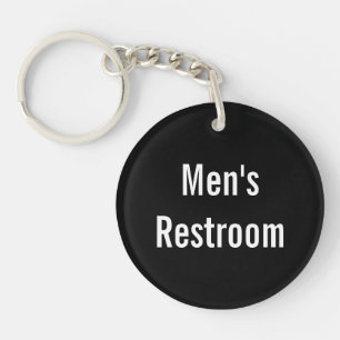 Men's Restroom Black and White Text Template  Key Ring