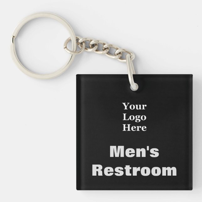 Men's Restroom Black Business Your Logo Here Key Ring (Front)