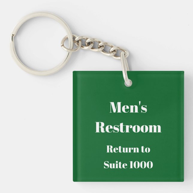 Men's Restroom Return to Suite Dark Green Key Ring (Front)