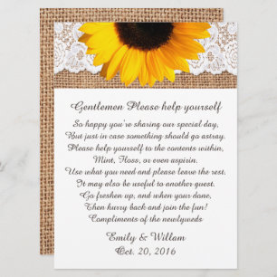 Mens Restroom Wedding Basket Sign Invitation