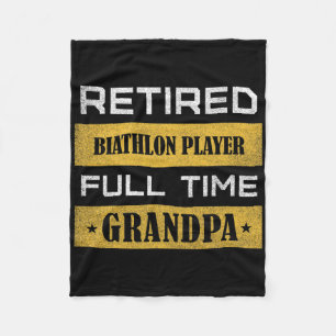 Mens Retired Biathlon Player Full Time Grandpa Fleece Blanket
