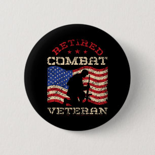 Mens Retired Combat Veteran Veterans Deployment 6 Cm Round Badge