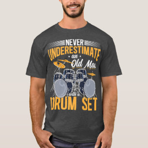 Mens Retired Drummer Old Man Retirement Drum Set M T-Shirt