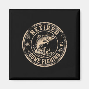 Mens retired gone fishing fisherman angling hobby magnet