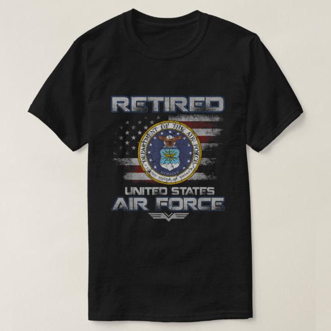 Mens Retired US Air Force Veteran America Flag Vet T-Shirt (Design Front)