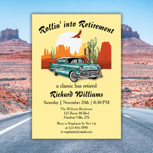 Men's Retirement Retro Classic Blue Car Desert  Invitation