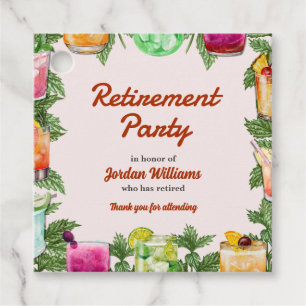 Men's Retirement Summer Backyard Cocktail Party Favour Tags