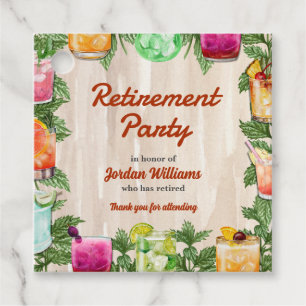 Men's Retirement Summer Backyard Cocktail Party Favour Tags