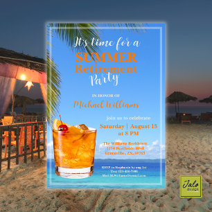 Men's Retirement Summer Ocean Cocktail Party Invitation