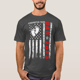 Mens Retro American Flag Fathers Day Promoted To D T-Shirt