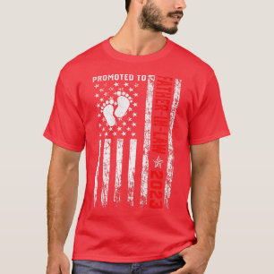 Mens Retro American Flag Fathers Promoted To Fathe T-Shirt
